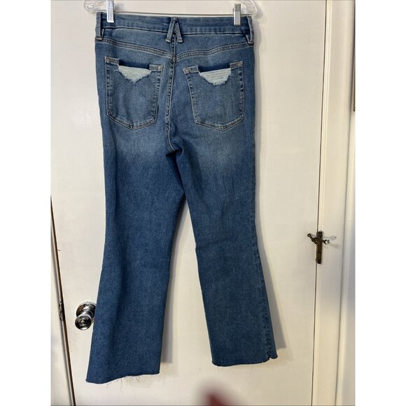 Good American Good Legs Crop Mini Boot Blue Jean GLCMBAF739 Size 26.5 Raw Hem - Picture 4 of 9